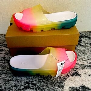 UGG women’s JELLA clear pride rainbow pastel SLIDES womens 8 jelly jellies